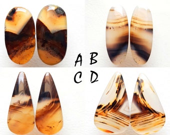 Montana Agate Pair Cabochon Loose Gemstone For Jewelry Making, AAA+ Natural Agate Cabochon Pair For Handmade Jewelry - 12472-12475