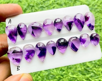 Selected Trapiche Amethyst Star Cabochon Loose Gemstone 8 Pieces Lot For Handmade Jewelry - 26961-26962