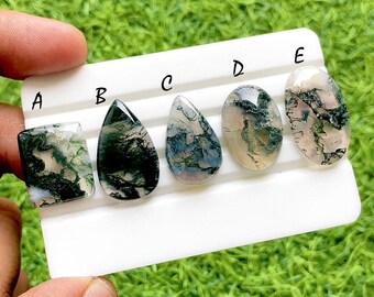 Moss Agate Cabochon Loose Gemstone For Jewelry Making, AAA+ Natural Moss Agate Cabochon For Handmade Jewelry and Wire Wrap - 37292-37296