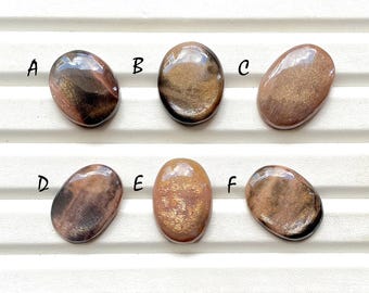 Golden Sheen Moonstone Cabochon Loose Gemstone For Jewelry Making, AAA+ Natural Golden Sheen Moonstone For Wire Wrap - 28968-28973