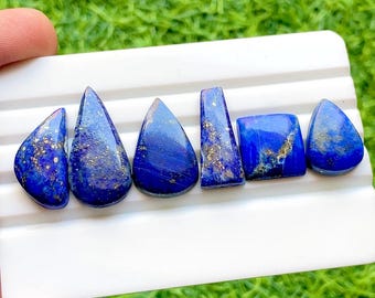 Lapis Lazuli Cabochon 6 Pieces Loose Gemstone Lot | Size : 28-14 MM | AAA+ Natural Lapis Lazuli Cabochon For Handmade Jewelry - 34387