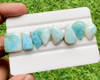 Selected LARIMAR Cabochon Loose Gemstone 8 Pieces Lot For Jewelry Making, Size : 19-15 MM, AAA+ Larimar Cabochon For Handmade Jewelry  30331