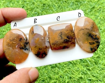 Autumn Mist Dendritic Agate Cabochons For Wire Wrap, Natural Landscape Agate Cabochons For Jewelry Making, Earth Tone Gemstones -35868-35871