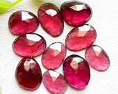 Natural Rhodolite Garnet Rose Cut Slice - Rhodolite Garnet Rose Cut Flat Back Gemstone 10 Pieces Lot For Jewelry Making, Pendant, Ring