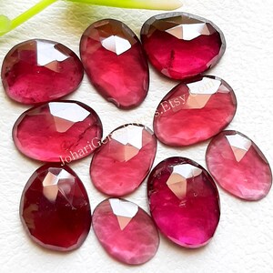 Natural Rhodolite Garnet Rose Cut Slice - Rhodolite Garnet Rose Cut Flat Back Gemstone 10 Pieces Lot For Jewelry Making, Pendant, Ring