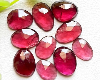 Natural Rhodolite Garnet Rose Cut Slice - Rhodolite Garnet Rose Cut Flat Back Gemstone 10 Pieces Lot For Jewelry Making, Pendant, Ring