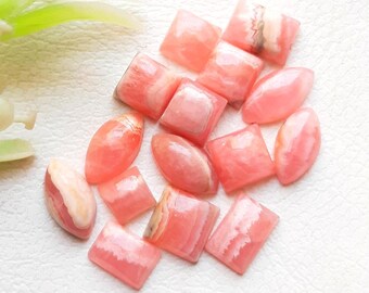 Rhodochrosite Cabochon Loose Gemstone 15 Pcs Lot For Jewelry Making | Size : 10-5 MM | AAA+ Natural Small Rhodochrosite For Jewelry - 19459