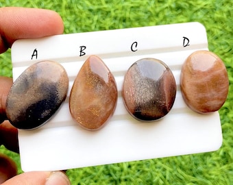 Shining Golden Sheen Moonstone Cabochon Loose Gemstone For Jewelry Making, AAA+ Natural Golden Sheen Moonstone For Wire Wrap - 34854-34857