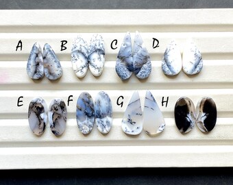 Beautiful Dendritic Opal Pair Cabochon Loose Gemstone For Jewelry Making, Natural Dendritic Opal Matching Pair For Earrings - 32103-32110