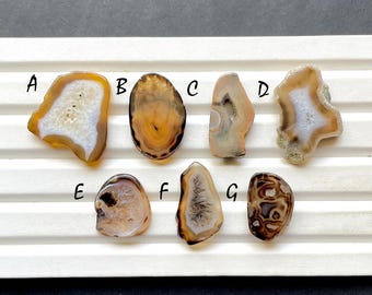 Brown Window Druzy Cabochon Loose Gemstone For Jewelry Making, AAA+ Natural Druzy Dyed Cabochon Gemstone For Wire Wrap - 29366-29372