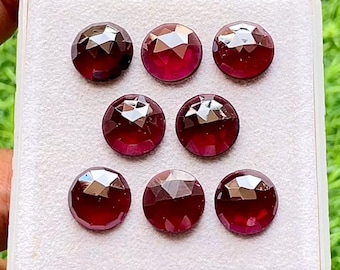 Garnet 12 MM Round Shape Rosecut With Flat Back 5 Pieces Gemstone Lot For Jewelry Making, AAA+ Natural Garnet Used For Handmade Jewelry