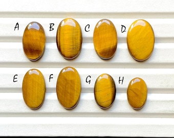 Golden Tiger Eye Cabochon Loose Gemstone For Jewelry Making, AAA+ Natural Golden Tiger's Eye For Handmade Jewelry & Wire Wrap - 31957-31964
