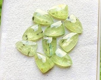 New 8x12 MM Green Kyanite Shield Shape Rosecut 10 Pieces Parcel, AAA+ Natural Green Kyanite With Flat Back For Handmade Jewelry Making
