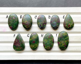 New Dark Ruby Fuchsite Cabochon Loose Gemstone For Jewelry Making, AAA+ Natural Ruby Fuchsite Gemstone Cabochon For Wire Wrap - 30832-30840