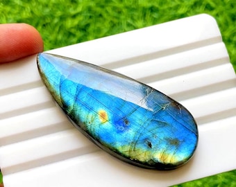 BIG Multi Color Labradorite Cabochon Loose Gemstone For Jewelry Making | Size : 61X25X8 MM | AAA+ Natural Multi Color Labradorite - 36867