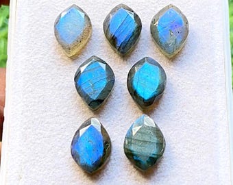 Natural Labradorite 10x14 MM Pear Shape With Flat Back Gemstone 8 Pieces Lot For Jewelry Making, AAA+ Labradorite For Handmade Jewelry
