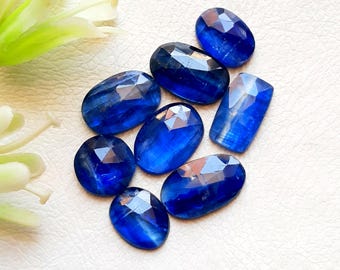 Blue Kyanite 13-9 MM Rosecut Slices 8 Pieces Gemstone Lot For Jewelry Making, AAA+ Natural Blue Kyanite Gemstone With Flat Back - 22786