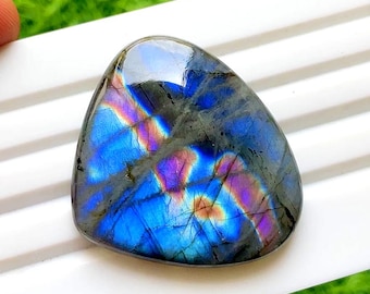BIG Multi Color Labradorite Cabochon Loose Gemstone For Jewelry Making | Size : 43X39X7 MM | AAA+ Natural Multi Color Labradorite - 36866