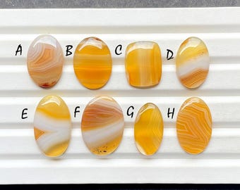 Yellow Banded Agate Cabochon Loose Gemstone For Jewelry Making, AAA+ Natural Yellow Banded Agate Gemstone For Wire Wrap - 26239-26246