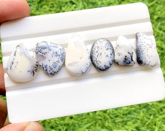 Dendritic Opal Cabochon Loose Gemstone 6 Pieces Lot | Size : 23-18 MM | AAA+ Natural Dendritic Opal For Handmade Jewelry - 33421