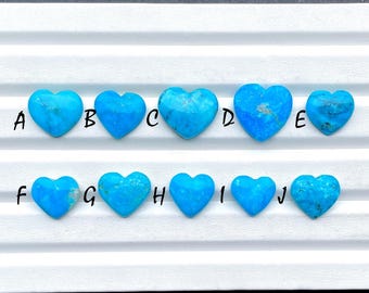 100% Natural Arizona Sleeping Beauty Turquoise Heart Shape Loose Gemstone For Jewelry Making , Arizona Turquoise Cabochon Heart -26527-26536