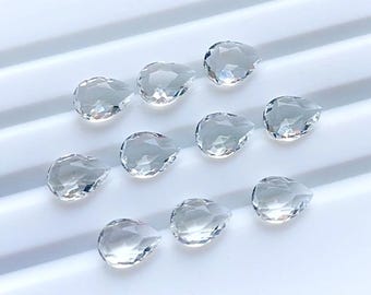 Clear Quartz 6X8 MM Faceted Pear Shape With Pointed Back Gemstone 10 Pieces Lot For Jewelry Making, AAA+ Clear Quartz For Handmade Jewelry