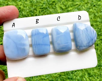 Blue Opal Cabochon Loose Gemstone, AAA+ Natural Blue Opal Gemstone For Handmade Jewelry and Wire Wrap - 38213-38216