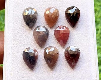 Wonder Sapphire 10x14 MM Pear Shape Rose Cut Calibrated Loose Gemstone 8 Pieces Lot, Natural Sapphire Rose Cut For Jewelry Making - 18632