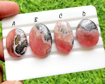 Sunset Veil Rhodochrosite Cabochon Loose Gemstone For Jewelry Making, AAA+ Natural Pink Rhodochrosite For Wire Wrap - 35310-35313
