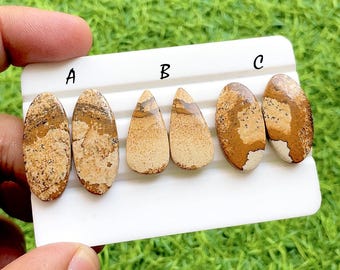 Natural Picture Jasper Pair Cabochon Loose Gemstone, Picture Jasper Pair Gemstone For Jewelry Making, Pendant, Necklace Gemstone-36104-36106