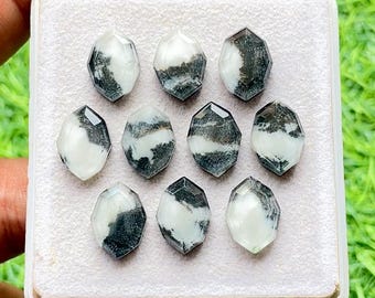 White Buffalo Turquoise And Himalayan Crystal Doublet In Marquise Shape 10x14 MM With Flat Back 10 Pieces Lot For Handmade Jewelry Making