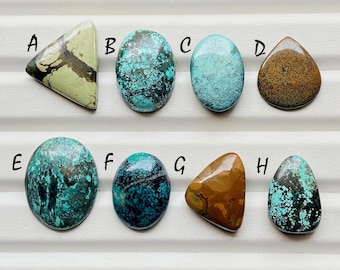 Natural Tibetan Turquoise Cabochon Loose Gemstone For Jewelry Making, AAA+ Tibetan Turquoise For Handmade Jewelry & Wire Wrap - 24198-24205