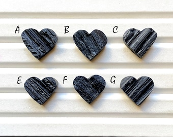 Black Tourmaline Druzy Heart Shape Loose Gemstone For Jewelry Making, AAA+ Natural Black Tourmaline Druzy Heart For Wire Wrap - 32982-32987