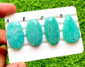 Sea Mist Amazonite Cabochon Loose Gemstone For Jewelry Making, AAA+ Natural Peruvian Amazonite Cabochon For Wire Wrap - 36852-36855