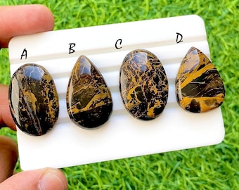 NEW Copper Gold Obsidian Cabochon Loose Gemstone For Jewelry Making, AAA+ Natural Copper Gold Obsidian Cabochon For Wire Wrap - 34960-34963
