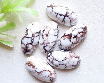 Wild Horse Jasper Oval Cabochon Calibré Pierre Précieuse 6 Pcs Lot | Taille : 10X20 MM | AAA+ Wild Horse Jasper avec dos plat pour bijoux faits à la main