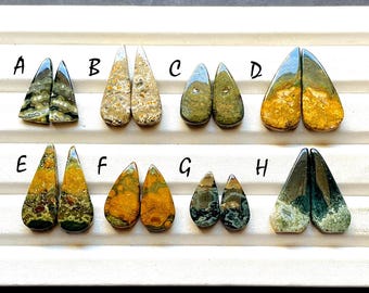 Selected Ocean Jasper Pair Cabochon Loose Gemstone, Natural Ocean Jasper Pair Gemstone For Handmade Jewelry and Wirewrap - 33777-33784