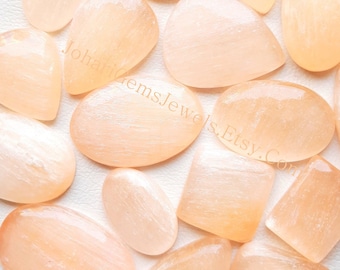 NEW Orange SELENITE Cabochon Wholesale Lot By Weight With Different Shapes And Sizes Used For Jewelry Making