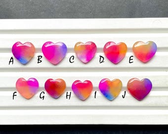 NEW Solar Quartz Heart Shape Cabochon Loose Gemstone For Jewelry Making, AAA+ Solar Quartz For Handmade Jewelry And Wire Wrap - 28782-28791