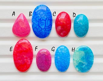 New Colorful Spiderweb Agate Cabochon Loose Gemstone For Jewelry Making, AAA+ Colorful Spiderweb Agate Gemstone For Wire Wrap - 24602-24609