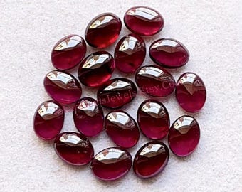 Garnet Calibrated Oval Shape Cabochon With Flat Back 15 Pieces Gemstone Lot | Size : 6X8 MM | AAA+ Natural Garnet Used For Jewelry Making