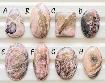 New Textured Rhodochrosite Cabochon Loose Gemstone For Jewelry Making, RARE Natural Rhodochrosite For Wire Wrap - 24372-24379