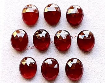 Top Hessonite Garnet 8X10 MM  Rose Cut Oval With Flat Back 10 Pieces Lot, Natural Hessonite Garnet Gemstone For Handmade Jewelry