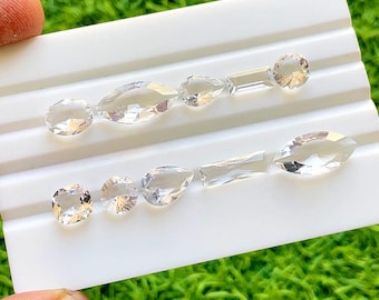 Clear Quartz Faceted Mixed Shape With Pointed Back Gemstone 10 Pieces Lot, Faceted Clear Quartz Lot For Handmade Jewelry - 37775