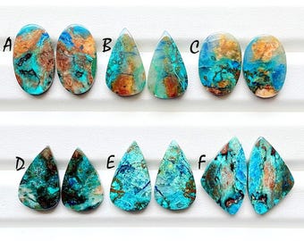 NEW Shattuckite Pair Cabochon Loose Gemstone For Jewelry Making, AAA+ Natural Shattuckite Matching Pair Cabochon For Earrings - 24858-24863