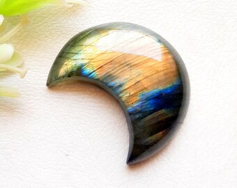 Labradorite Moon Shaped Cabochon Loose Gemstone For Jewelry Making, AAA+ Natural Labradorite Moon Shape Gemstone For Wire Wrap - 25447-25450