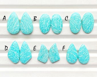 SELECTED Amazonite Pair Cabochon Gemstone For Handmade Jewelry, AAA+ Natural Amazonite Gemstone Matching Pairs For Earrings - 27362-27367