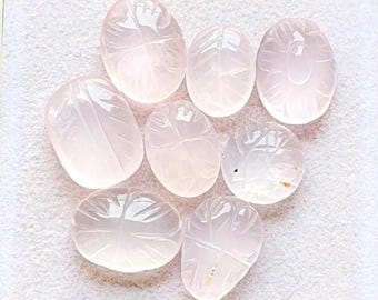Rose Quartz Mughal Carved Cabochon Loose Gemstone For Jewelry Making | Size : 16-12 MM | Natural Rose Quartz Carving For Wire Wrap - 24985