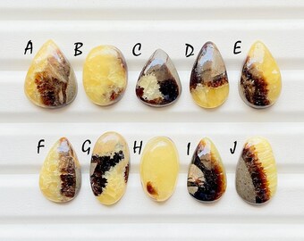 Beautiful Yellow Septarian Cabochon Loose Gemstone For Jewelry Making, AAA+ Natural Yellow Septarian Gemstone For Wire Wrap - 24830-24839