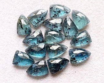 Teal Moss Kyanite Rose Cut Shield Flat Back Gemstone 15 Pieces Lot | Size : 6x9 MM | AAA+ Teal Moss Kyanite Gemstone For Jewelry Making